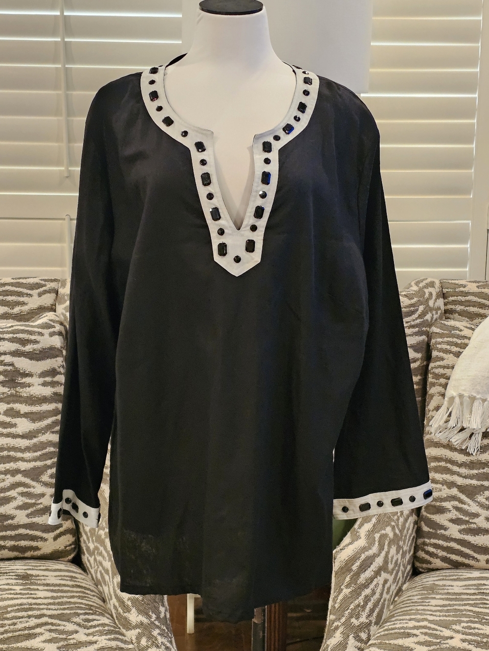 Alexander Bartlett Black Linen Blouse 3XL